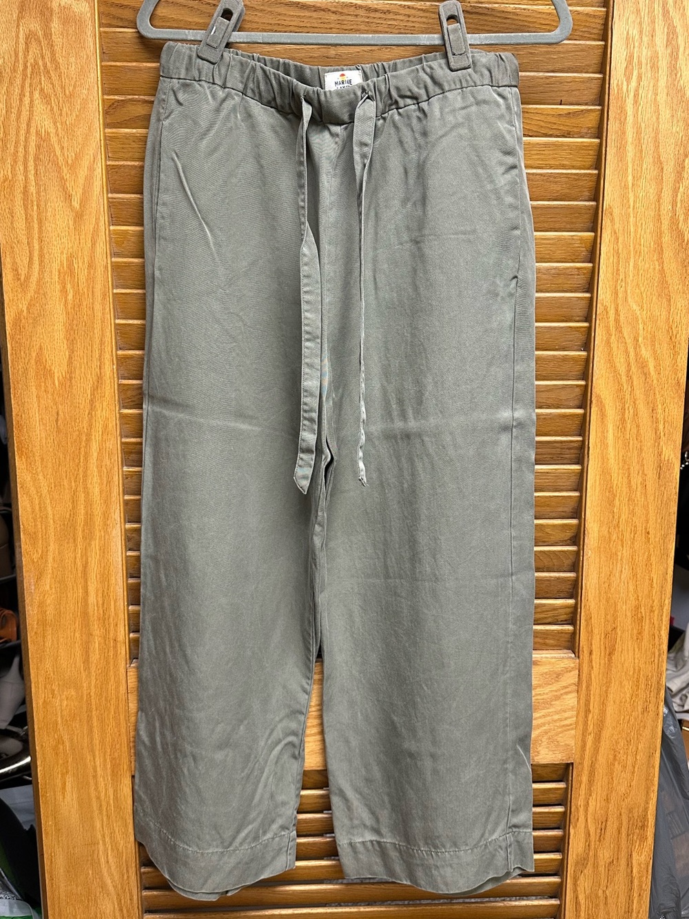 Marine Layer Olive Drawstring Wide-Leg Crop pant